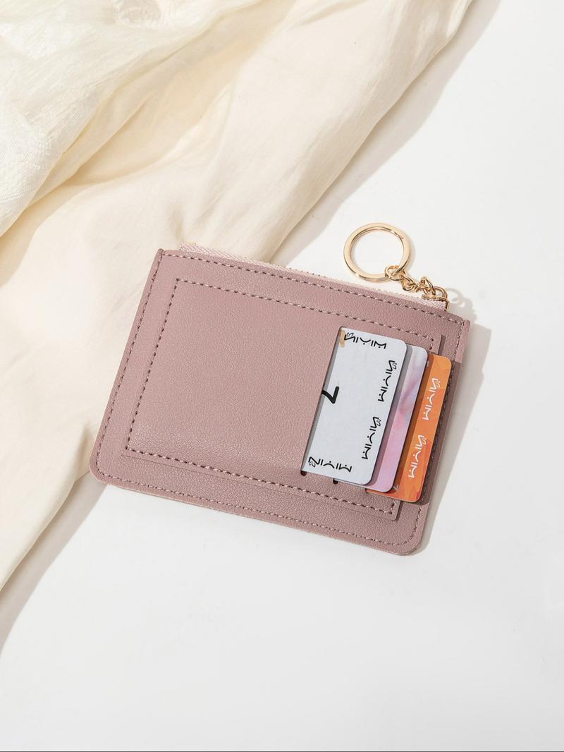 Women's Minimalist Casual Plain Color Zipper Short Wallet, Fashionable Card Holder, Casual Trendy Versatile High-quality Daily Wallet, Minimalist Wallets