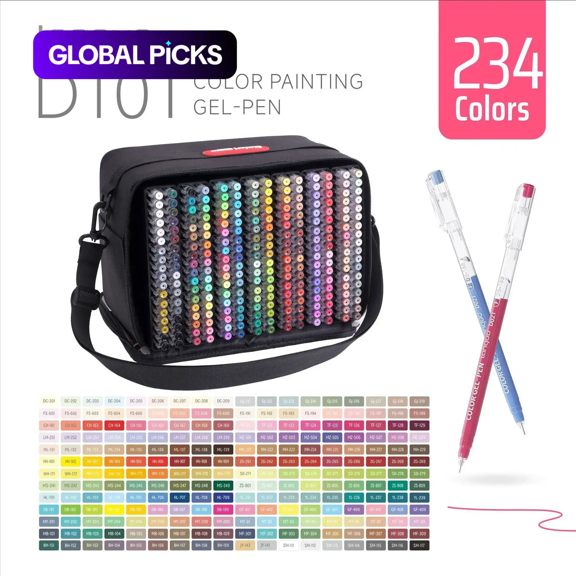 Languo 234 Color Professional Gel Painting Pen Set, Quick-Dry Waterproof Ink, Layerable Colors, Fine Touch, Anti-Slip Grip, Storage Bag Included, Art Drawing Supplies, Art Markers Set, Art Kits #GLOBAL PICKS