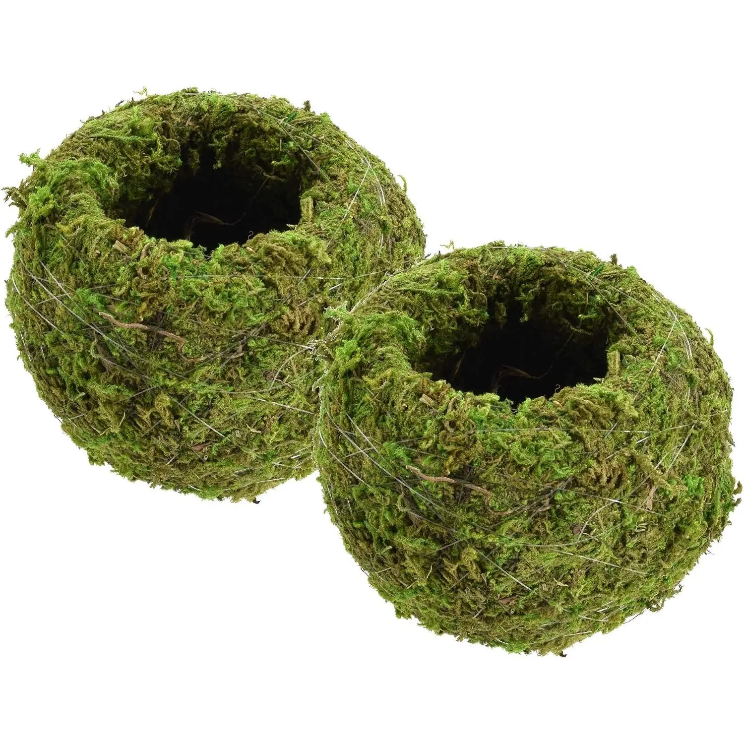 KO01-2 Kokedama, Japanese Moss Balls-4.0 x 3.5, Set of 2, Green