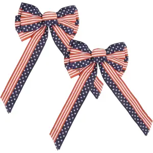 2 Pack Large 4th of July Patriotic Wreath Bows, American Flag Bows with Red and Blue Stars, Faux Linen Independence Day Decor for Front Door, Wreath, Wall, Porch, Party Backdrop, Indoor Outdoorfidget toys