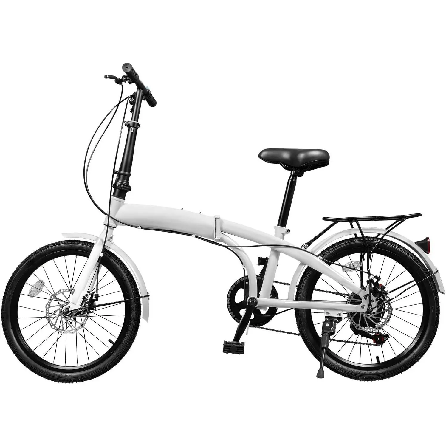 20-inch Foldable Bike Folding Bicycle with 7-Gear Transmission, Front and Rear Disc Brakes Bicycle Made of Aluminum Alloy Folding Bike Suitable for Men Riding, Women Riding