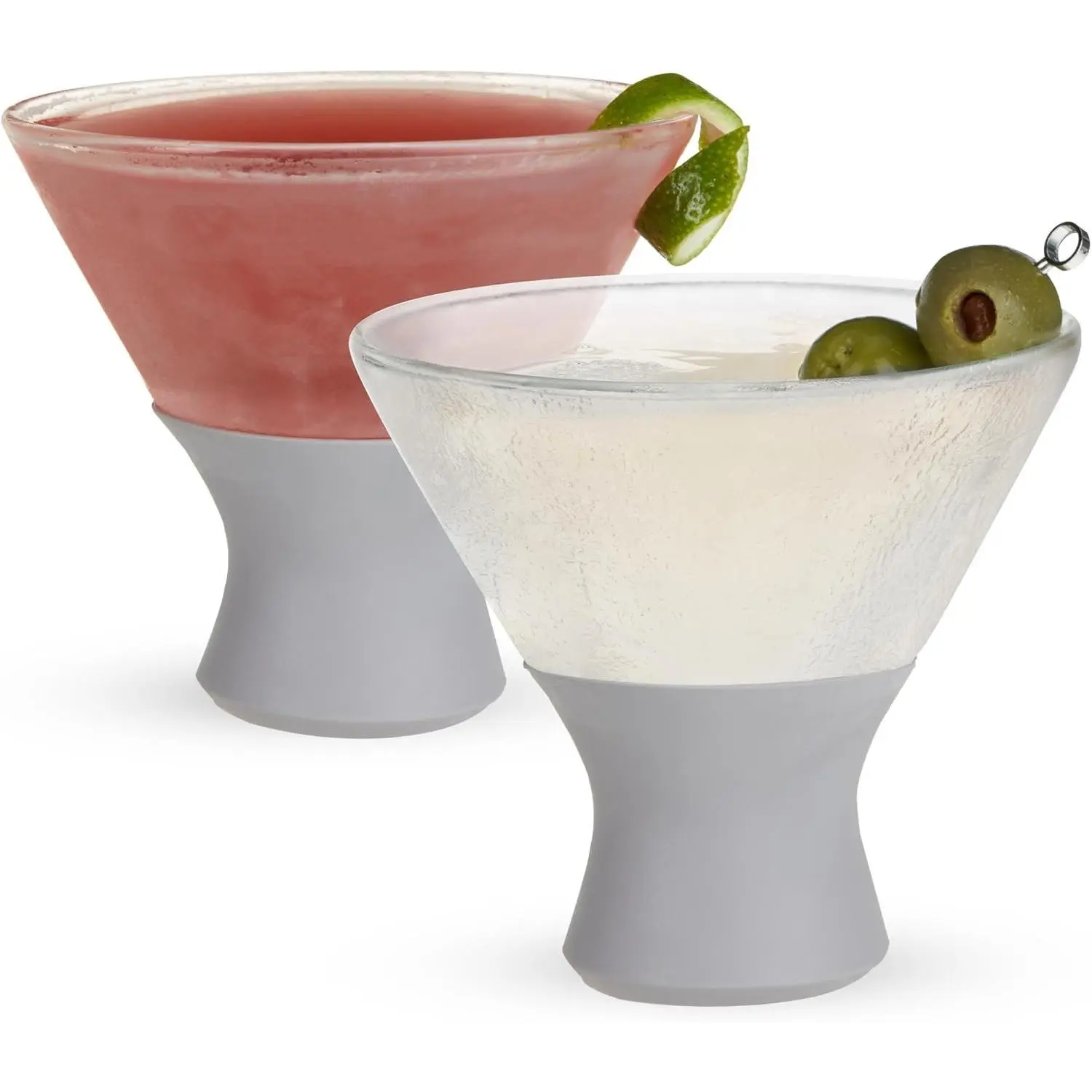 Tasting Glass FREEZE,  Tasting Glasses with  Cooling Gel,  Lover Gifts, Gray 6.7oz Set of 2