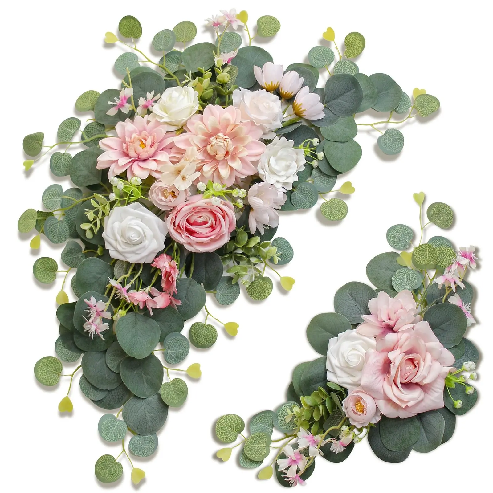 2 Piece Artificial Wedding Arch Flower Sign, Welcome Ceremony Decor, Hanging Floral Ornament, Event Background Decoration, Faux Floral Decor