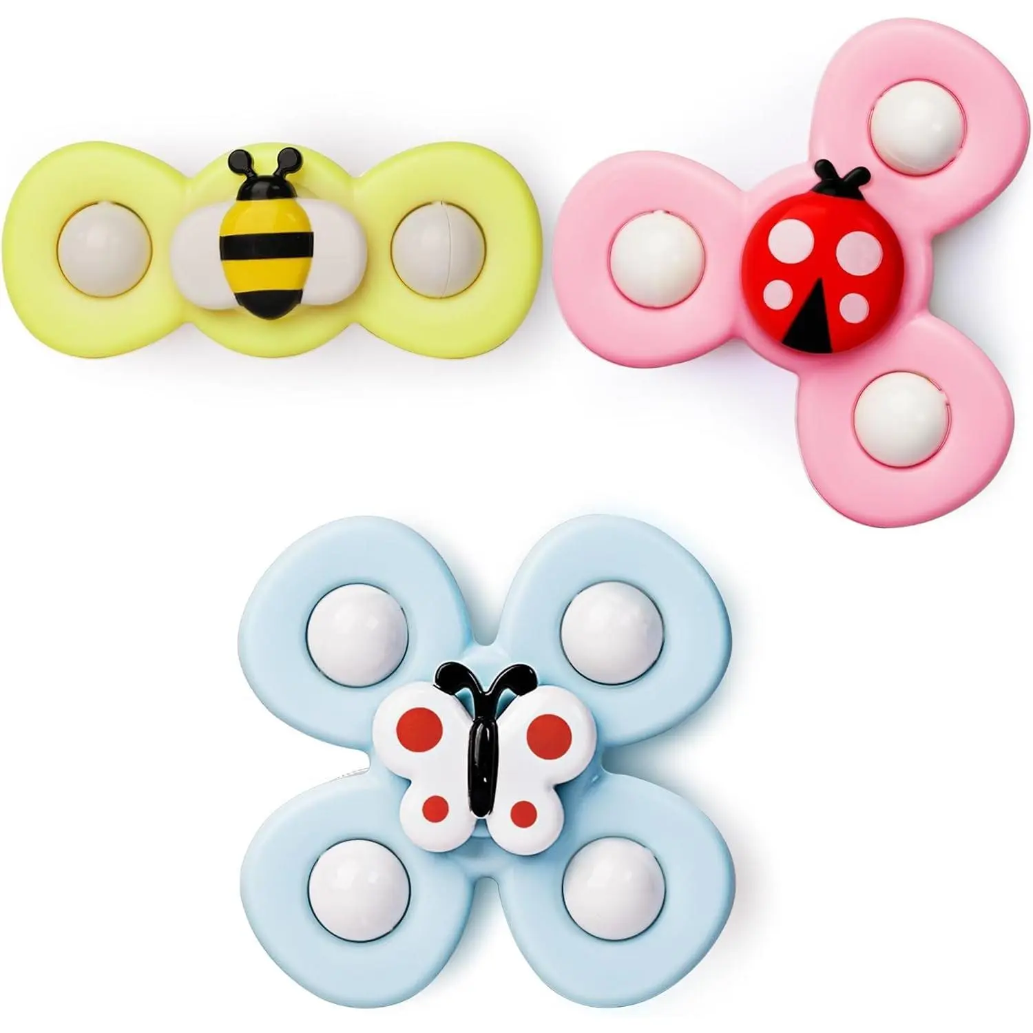 Safe Unisex Strong Suction Cup Rotates Fidget Sensory Bath Toys for 10+ Months Babies, Christmas Stocking Stuffers, Travel Toys for Toddlers (Airplane, Car, Table, Window Use)