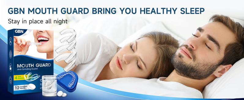 GBN Mouth Guard for Grinding Teeth at Night - Custom Fit Night Guards - Comfortable Mouth Guard for Sleeping, Nightguard, Mouthguard Includes 2 Sizes, 12 Cleaning Tablets