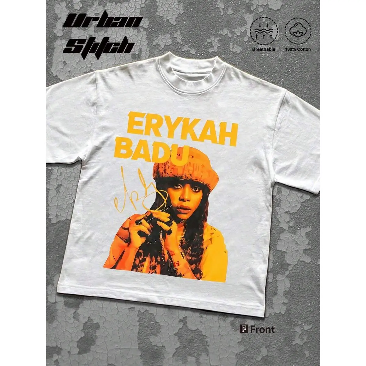 Erykah Badu Vintage Portrait Graphic White T-Shirt Unisex Oversized Short Sleeve Tee Neo Soul R&B Music Streetwear Cotton Top Retro Hip Hop Concert Tee For Men Women