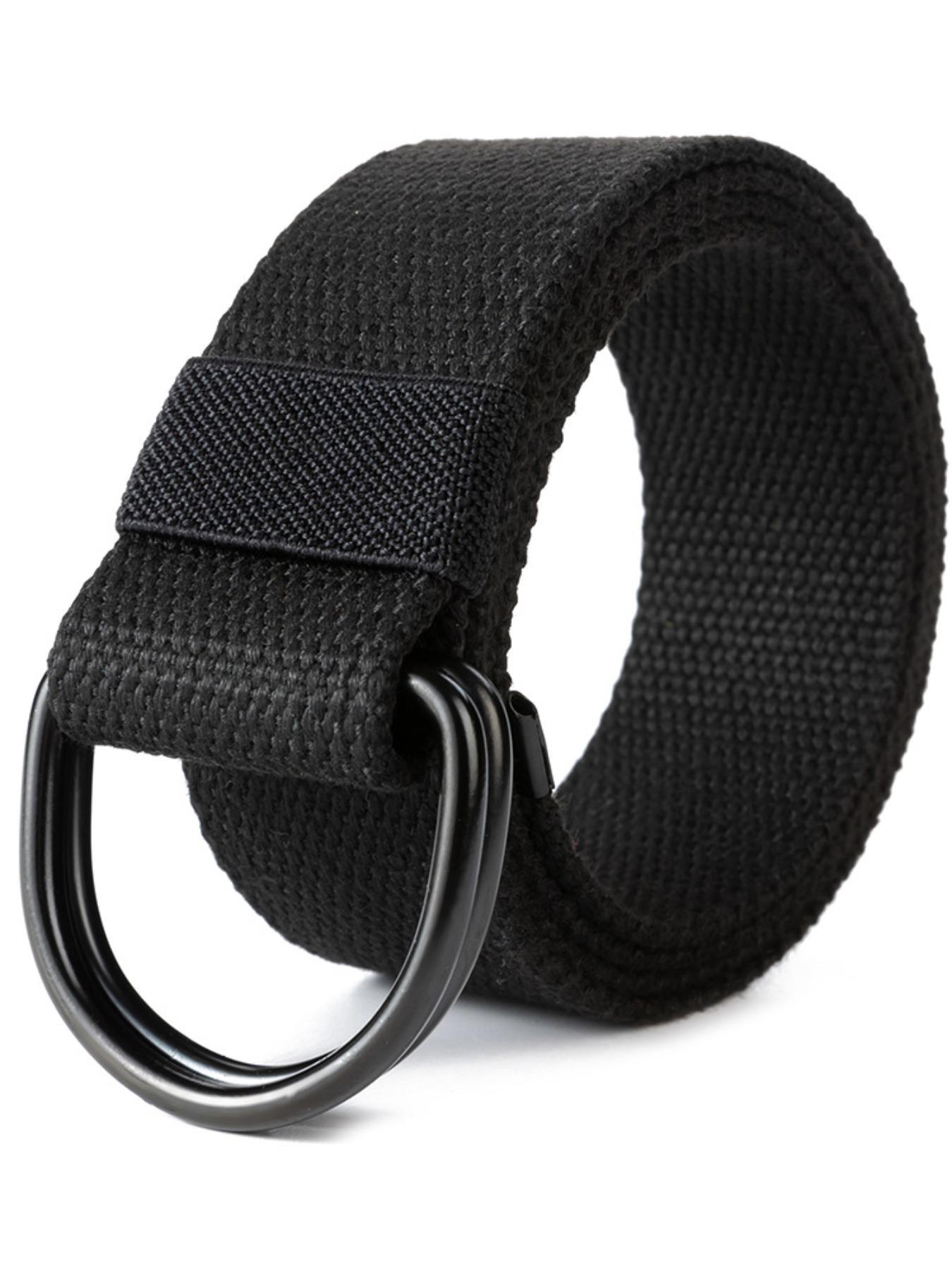 1 Piece Unisex Simple Style Plain Color Nylon Web Belt, Casual Trendy Waistband with Double D-ring Buckle Design, Fashionable Accessories For Daily & Party Decoration, Textured Belt