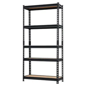 Storage Shelving Unit, 5-Tier Adjustable Metal Storage Shelves, 48" L x 24" W x 72" H /48" W x 18" D x 72" H Heavy Duty Garage Storage Shelves for Kitchen Pantry Basement Bathroom Laundry