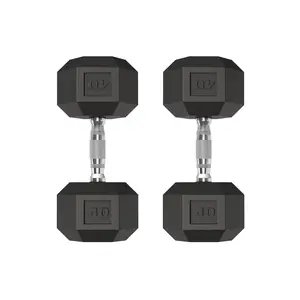 2-Pack 40 LB Hex Dumbbell Hand Weights Dumbbells with Cast Iron Core, Rubber Encased Coating & Textured Carbon Steel Handle for Home Gym Strength Training