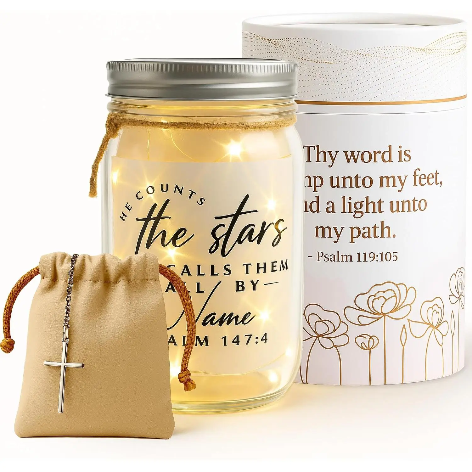 Christian Gifts for Women -  Verse Jar with Fairy Lights - Encouragement Gifts for Women - Christian  for Teen Girls & Adults - Mason Jar Lights - Decorative Jars with  Verses