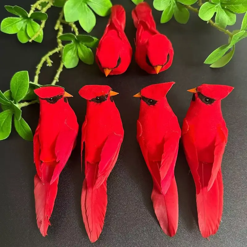 6-Piece Feather Bird Clip Decor, Foam Filled Hanging Door Ornament, Garden Wedding Garland, Christmas Tree Decoration, Perfect Party Gift!