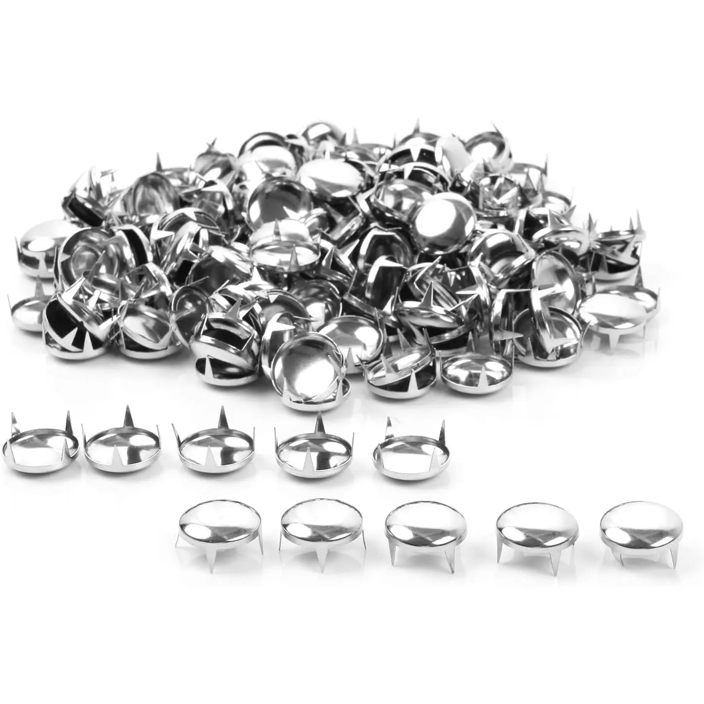 200Pcs 7mm Silver Round Dome Studs Nailhead Rivets Ideal for Punk Rock DIY Leather Craft, Clothes, Bags, Shoes and Bracelets