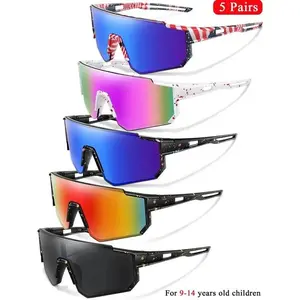 3 Pack Youth Sunglasses with UV Protection, Kids & Teens (Ages 9-14) Polarized Style Outdoor Sport Eyewear for Boys & Girls, Lightweight Durable Shades for Baseball, Cycling, Running, Skiing, Beach & Summer Activities, Bulk Wholesale Value Pack