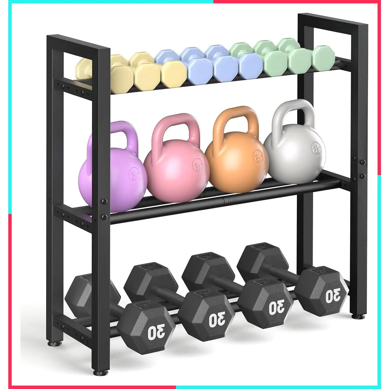 Dumbbell Rack Stand Only, 3-Tier Adjustable Heavy-Duty Weight Rack for Home Gym, Weight Stand for Dumbbells and Kettlebells