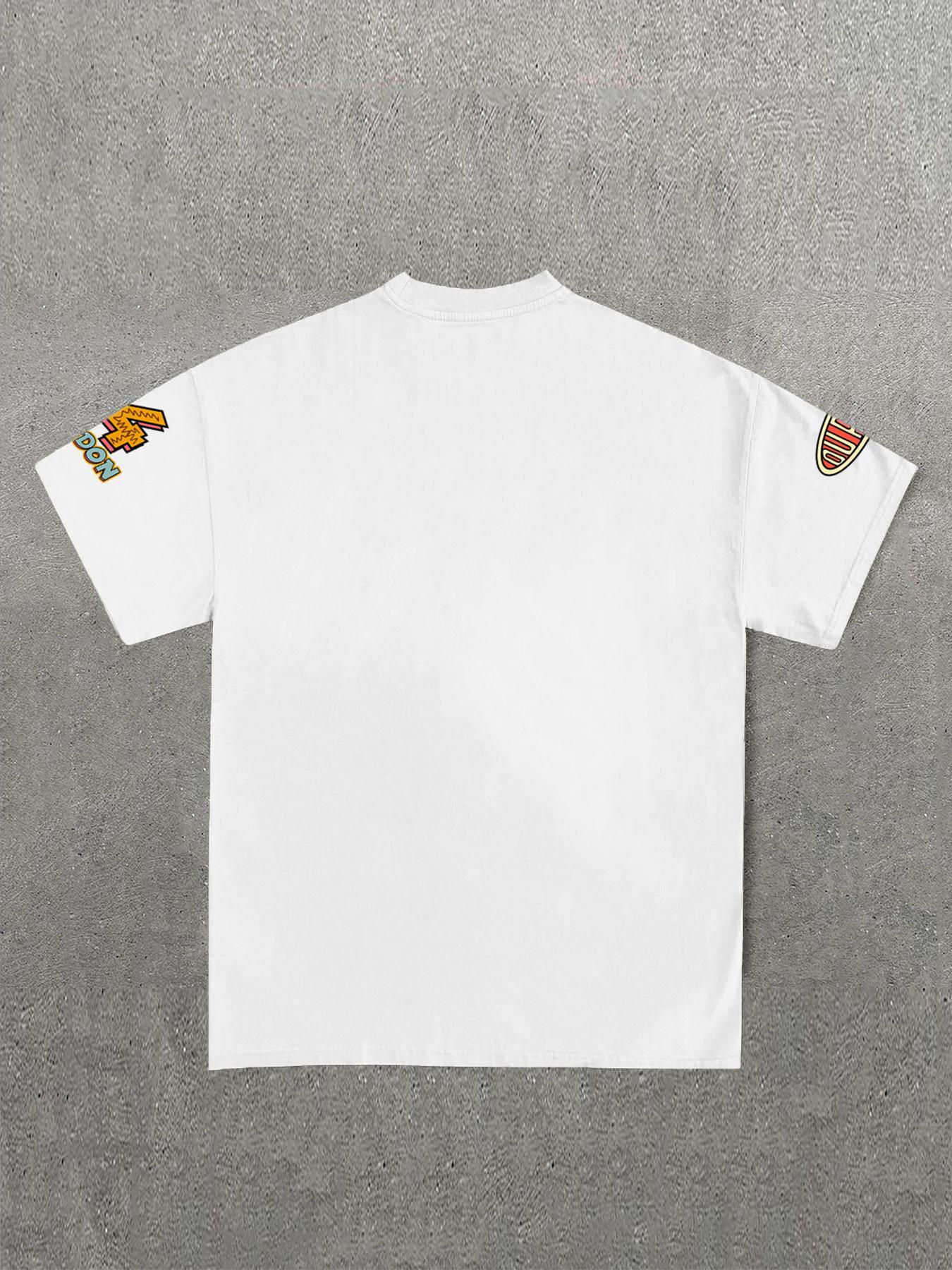 Men's Cartoon Graphic Print Round Neck Tee, Loose Casual Drop Shoulder Short Sleeve T-shirt, Men's Summer Top for Daily Wear