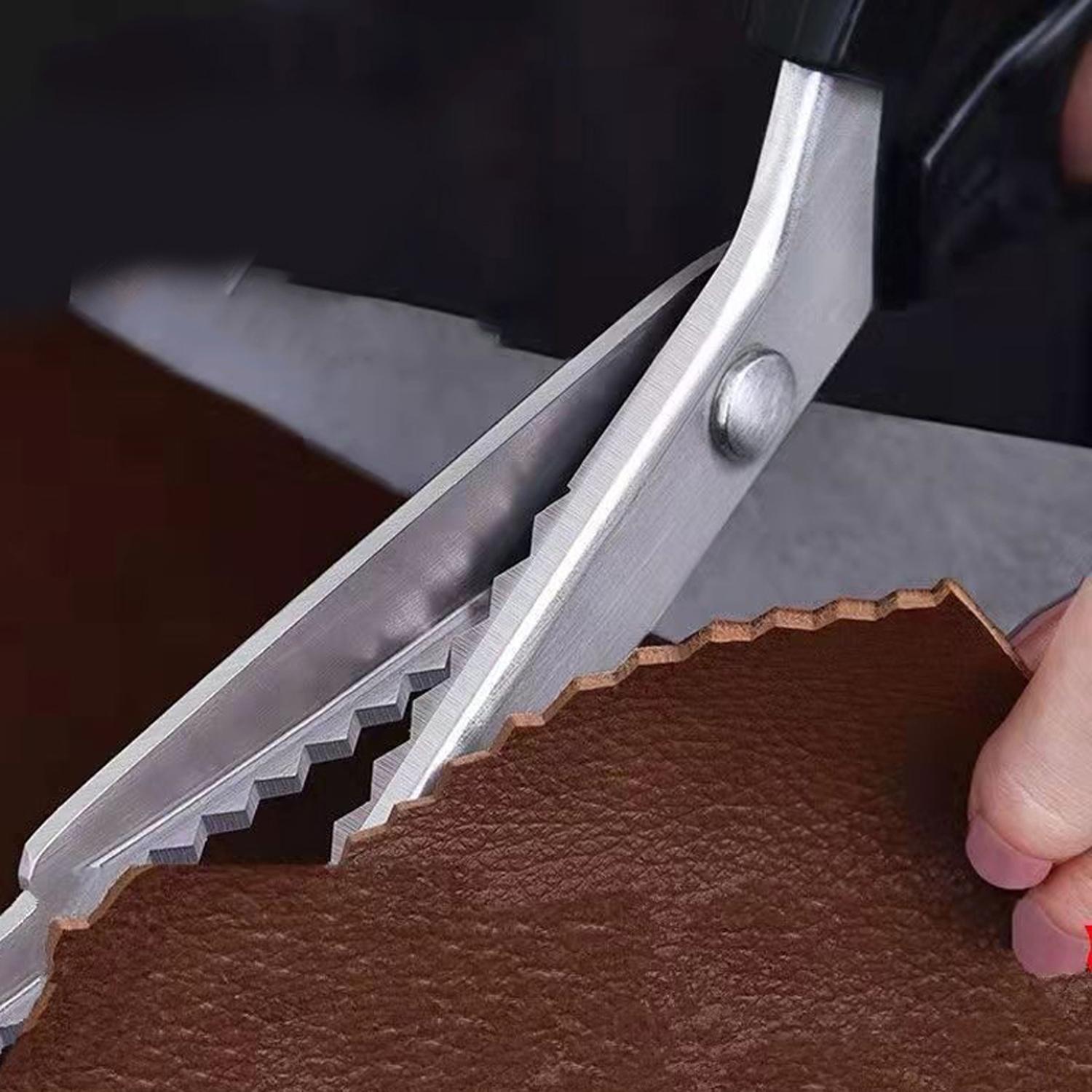 Stainless Steel Sewing Scissors, Handheld Sewing Scissors, Multipurpose Curved Wave Scissors, Sewing Tool for Home & Office, Sewing Supplies Crafts