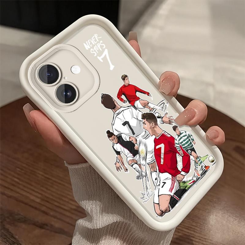 Soccer Player Number 7 Junk Phone Case for iPhone 17 Pro Max 16 E 15 14 Plus 13 12 11 Pro Max & Samsung S21S22 S23 S24 S25 S26 Ultra Plus, "Never Stops" Football Legend Brown Matte Shockproof Protective Cover