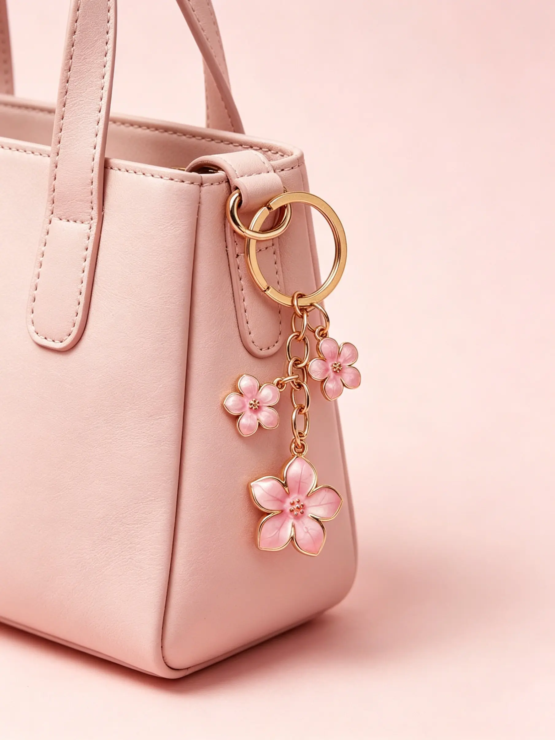 Flower Bag Charm, Cute Cherry Blossom Keychain,  Enamel Sakura Pendant, Aesthetic Floral Keyring Gift for Women, Girls, Ladies, Mom, Best Friend, Accessories For Bags