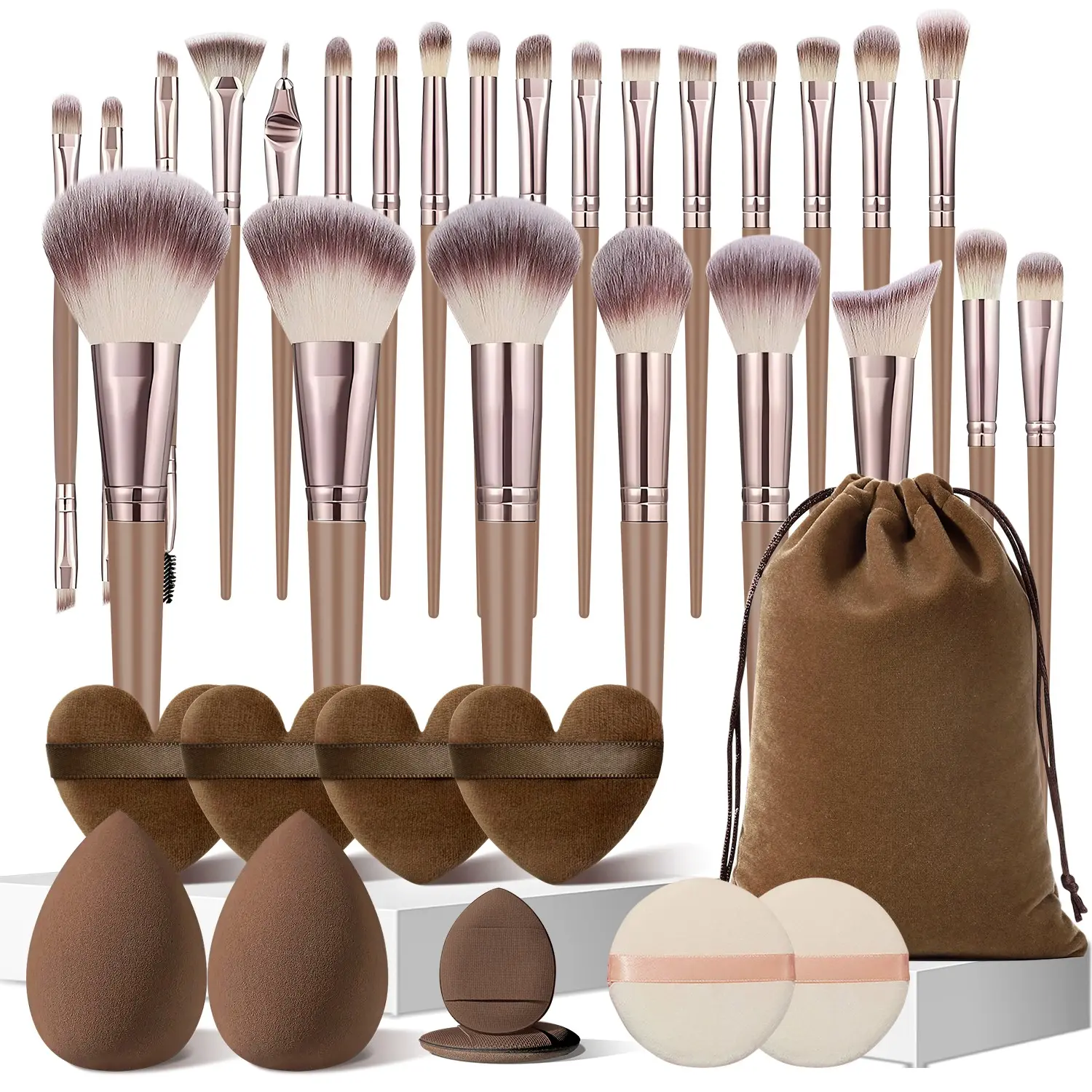 36pcs Professional Makeup Kit, Cosmetic Brushes, Foundation Brush, Eye Shadow Brush, Powder Brush, Eyeliner Brush, Travel Easy Carrying Set, Gift Set, Basic Makeup Tool, Gift for Women Girls