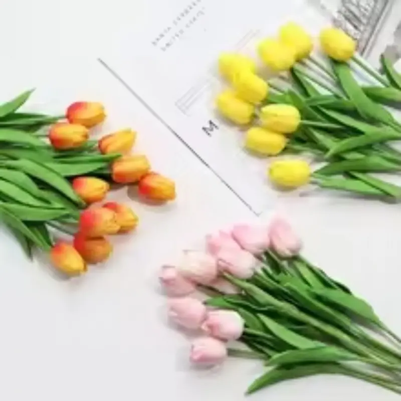 6/10 PCS Tulips Artificial Flowers Real Touch Flowers Decorative Faux Flowers Tulip Bouquet Decor Fake Tulips Flower for Home Wedding Decorations