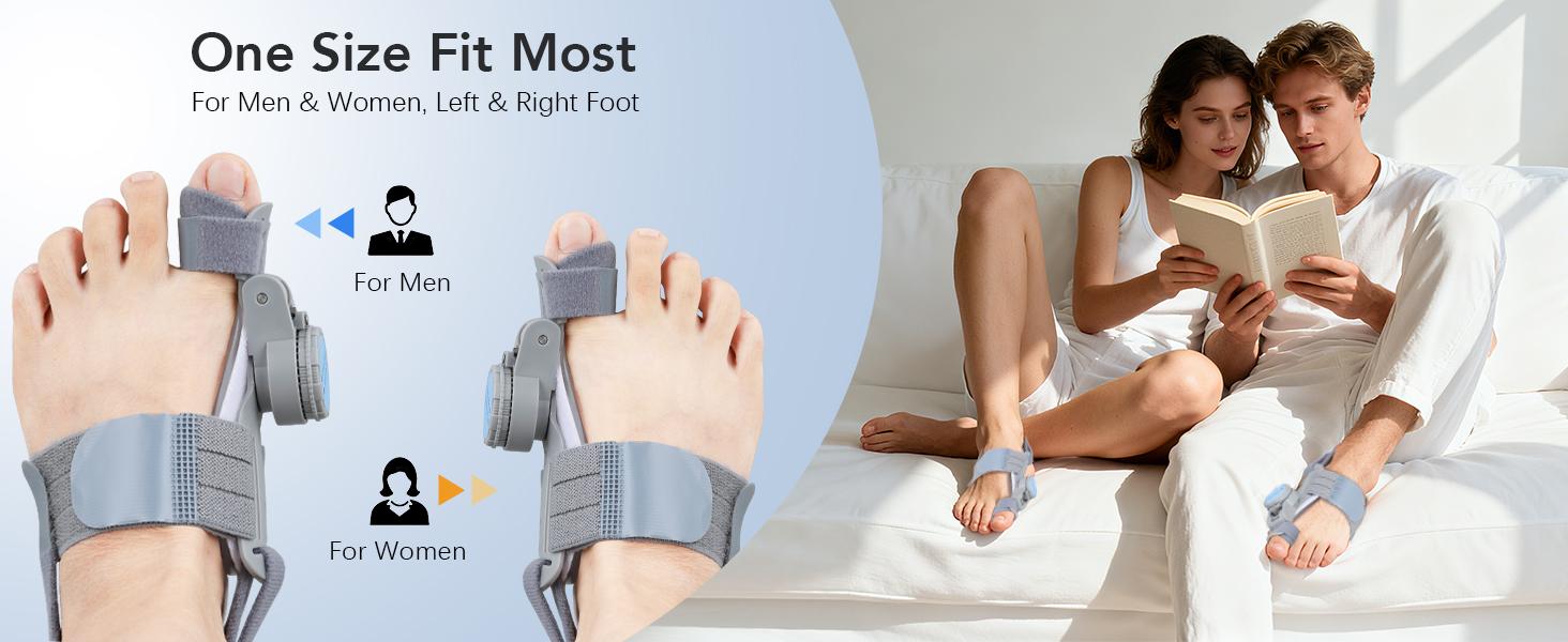 Bunion Corrector for Women Men: Big Toe Straightener Bunion Fix with Adjustable Knob-Orthopedic Bunions Splint Brace Toe Alignment Correction for Hallux Valgus Pain Relief Day/Night 1PCS (Grey)