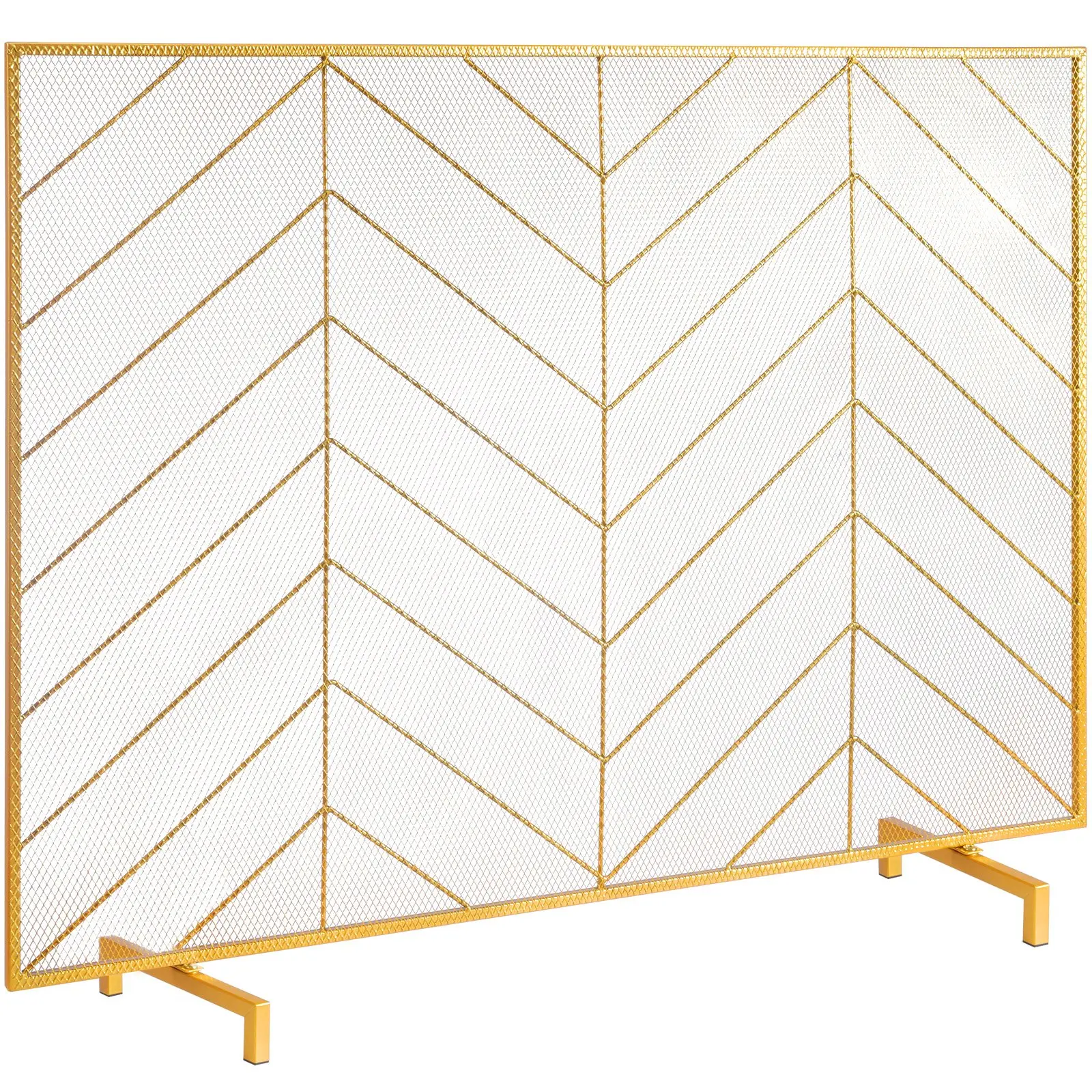 VEVOR Modern Rectangle Single-Panel Iron Mesh Fireplace Screen, 38.6in x 29.8in, 5.6lbs Sturdy Free-Standing Spark Guard with Seamless Arc Welding, Ember Block, Easy Installation for Indoor Home Decor Living Room
