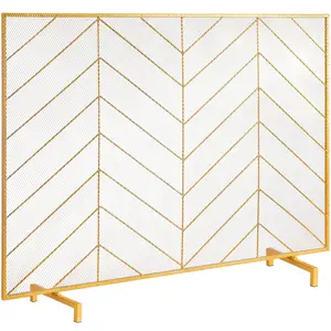 VEVOR Fireplace Screen Single Panel, Sturdy Iron Mesh Fireplace Screen, 38.6"(L) x29.8"(H) Spark Guard Cover, Simple Installation, Free Standing Fire Fence Grate for Living Room Home Decor Modern