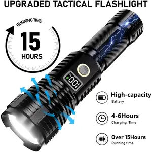High Power XHP70 LED Flashlight with USB-C Charging | Zoomable Work Light for Camping & Auto Repair (Battery Included)