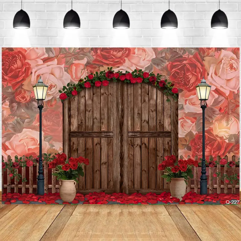 Photography Background Valentines Day Balloons Love Heart Red Rose Engagement Wedding Birthday Party Decor Backdrop Photo Studio
