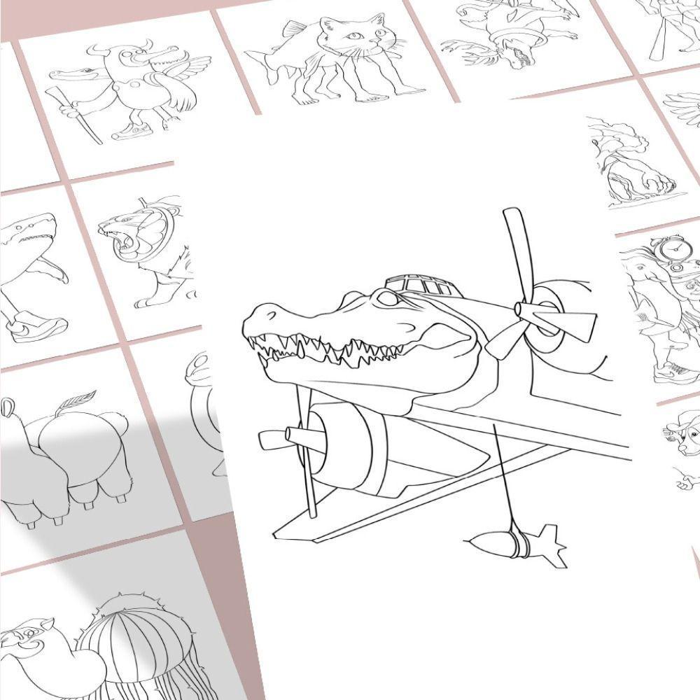 AI Shan Hai Jing Tungtungsahur Cartoon Coloring Book Bombommbini crocodilo Tralaotralala Graffiti Copy Sketch Book Painting DIY