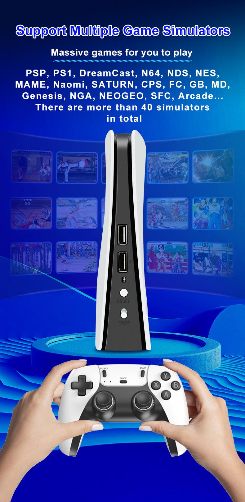 P5X Mini Retro Gaming Console, 4K HD Android System, Dual Wireless Controllers, Classic Arcade Game Player for TV