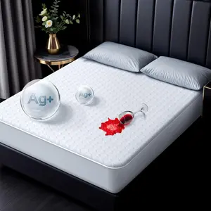 100% Waterproof Mattress Protector, Hypoallergenic Silver-Infused Mattress Topper Cover with No Odor, Breathable Cooling Bed Cover with 8"-21" Deep Pocket (Queen)