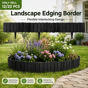 12/20 PCS Imitation Stone Garden Fence, New Edging for Landscaping, 2026 Upgrade Retaining Edging Border, No Dig Interlocking Plastic Landscape Border for Outdoor Yard Garden