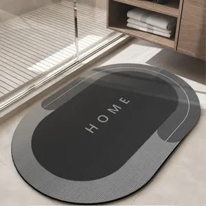 Soft Oval Microfiber Velvet Bath Mat 15.7x23.6 Inch, Super Absorbent, Fast Drying, Scratch Resistant, Non-Slip Rubber Backing, Washable Mildew-Proof Floor Mat for Home Bathroom Shower