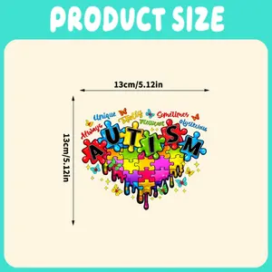 Car stickers and decals, car vinyl window decals, colorful heart pattern with autism puzzle, humorous bumper sticker(1 piece)
