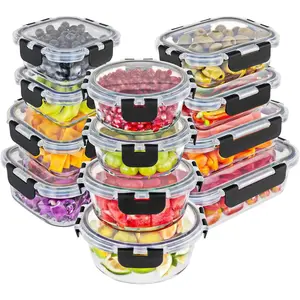 Borosilicate Glass Food Storage Containers with lids Set |   24pc Sets with 12 Bowls & 12 Airtight Locking Lids for Lunch & Meal Prep, Safe for Oven, Freezer, Dishwasher,