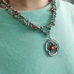 Movie Classic American  Rhaenyra Targaryen Red Ruby Chains Necklace Fashion Jewelry