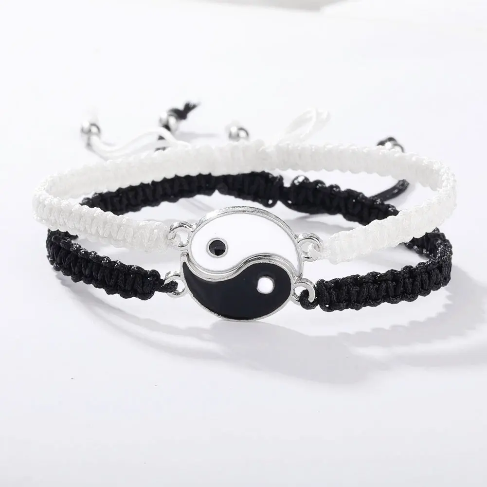 2pcs Best Friend Bracelets for 2, Adjustable Cord Thread, Yin Yang Matching Bracelet, Bff Friendship Gift, Suitable for Women