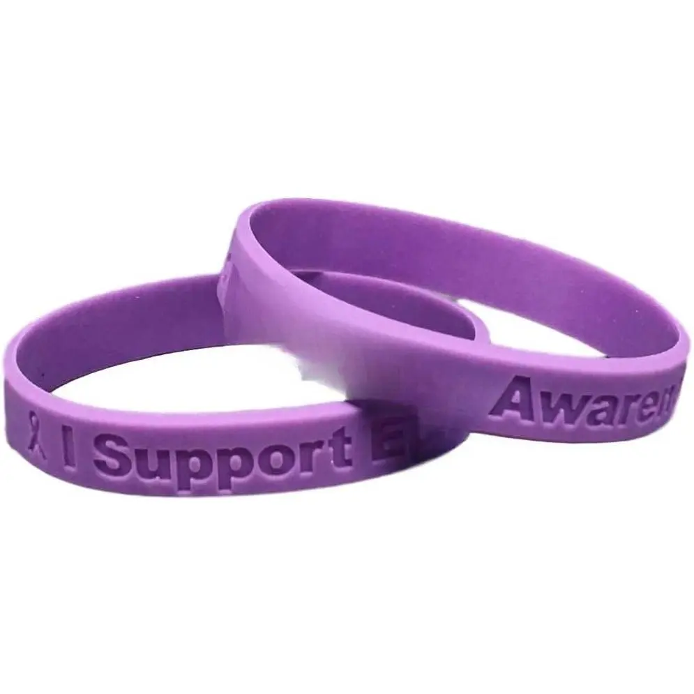 5 " I Support Epilepsy Awareness" Bracelets   Grade  - Latex and Toxin Free - 5 Bracelets - Show Your Support For Epilepsy Awareness