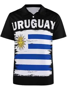 Unisex Polo Shirt, Uruguay Football Design, Breathable Stretch Fabric, Ideal for Outdoor Sports, Perfect for Soccer Matches & Casual Wear