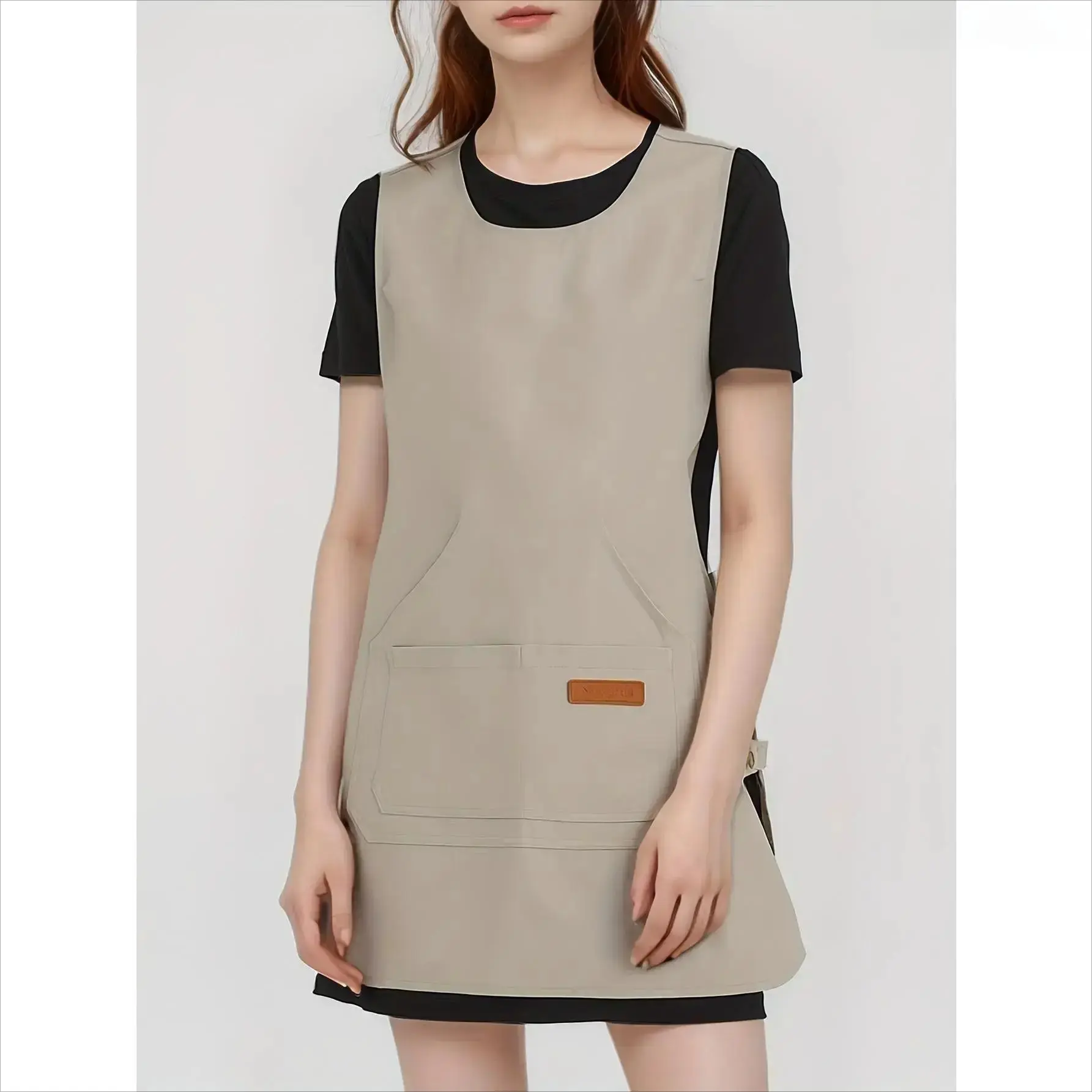 Reusable Waterproof Apron for Women, Solid Color Lace-Up Kitchen Bib with Pockets for Cooking and Home Cleaning, Waist Apron With Pockets