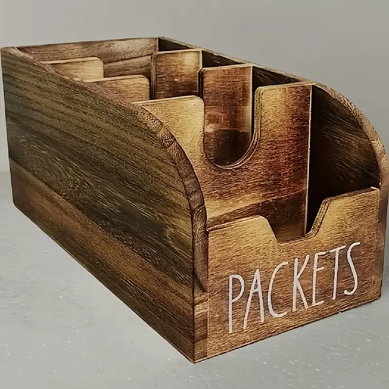 Rustic Wooden Rectangle Camping Storage Box - Outdoor Multifunctional Organizer for Spice Storage, Kitchen Countertop Use, No Extra Compartments, Single Unit