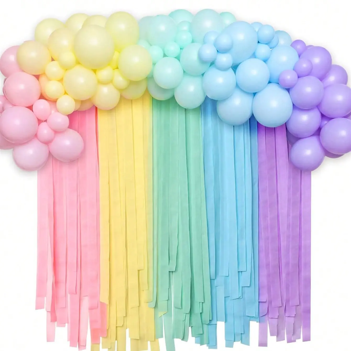 117 Piece Rainbow Party Decor Set, Includes Paper, Glow Lights, Balloons, Wreaths, Arches, Perfect for Birthdays, Weddings, Anniversaries