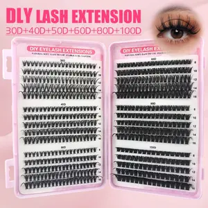 6 Styles Diy Eyelash Extensions Kit – Premium Fiber Lash Clusters 30-100d with Professional Tools, Natural Volume Lashes for Everyday Wear & Special Occasions, At-home Lash Extension Beauty Tools, Easy Application, Reusable, Perfect for Self-care