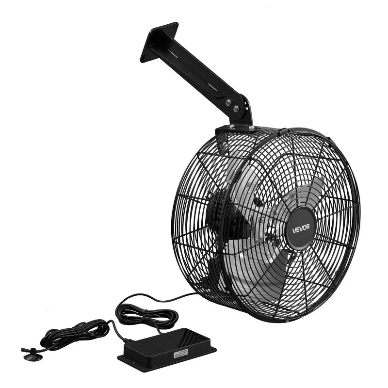 VEVOR 12 In Sturdy Stable Aluminum Blade Greenhouse Air Circulation Fan, 1800 CFM Powerful Electric Circulator, 10 Speeds, 3 Switchable Modes, LCD & Auto Control, Ceiling-Wall Mount, Fast Cooling Ventilation for Greenhouse, Patio