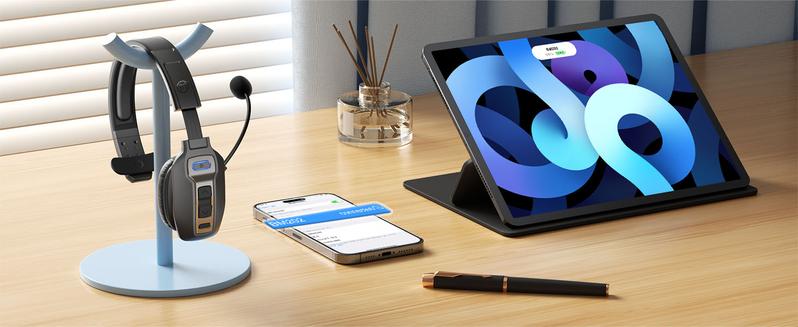 Trucker Bluetooth Headset with AI Noise Cancellation Microphone, Trucker Headset with 65Hrs Talk Time & Mute Button, Multipoint Connection, Bluetooth Headsets Fit for Truck Drivers/Cell Phones