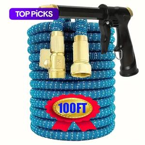 portable expandable garden hose set, portable garden hose with 3/4 inch heavy duty solid brass connector, lightweight & leak proof water hose for watering & car washing, outdoor, tools, spray