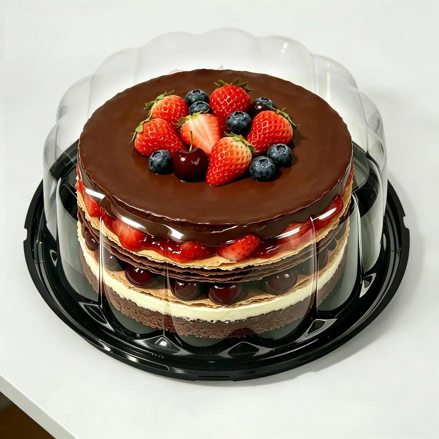 6 Pack 10 Inch Disposable Cake Containers with Lids,Cake Carrier,Plastic Cakes Stand with Lid,Cakes Covers Plastic with Dome and Base,Display Containers For Transport,Bundt Cake Pan (10 Inches-6 Pack)
