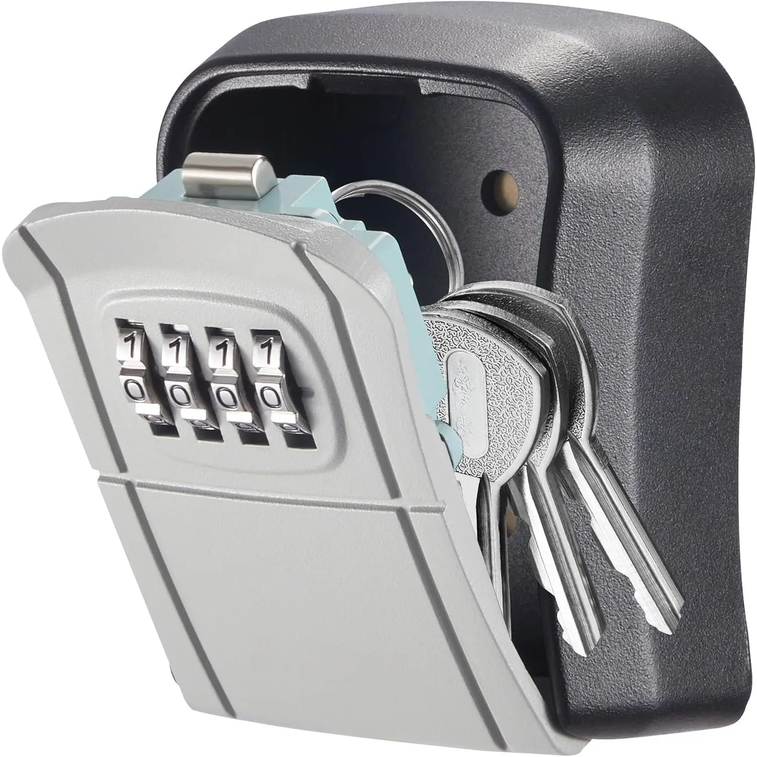 Key Lock Box Combination Lockbox Wall-Mounted Key Storage Box for House , Resettable Code Safe  Lock Box for , Office, Garage, Apartment Spare Key Storage (1 Pack, Grey)