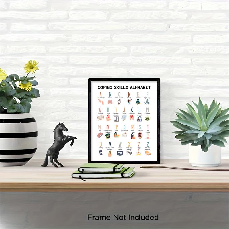Mindfulness & Self-Care Alphabet Poster - 8x10" Frameless Wall Art for Calm Down Corner, Mental Health Awareness, School Counselor Office Decor, Perfect for Room Decor